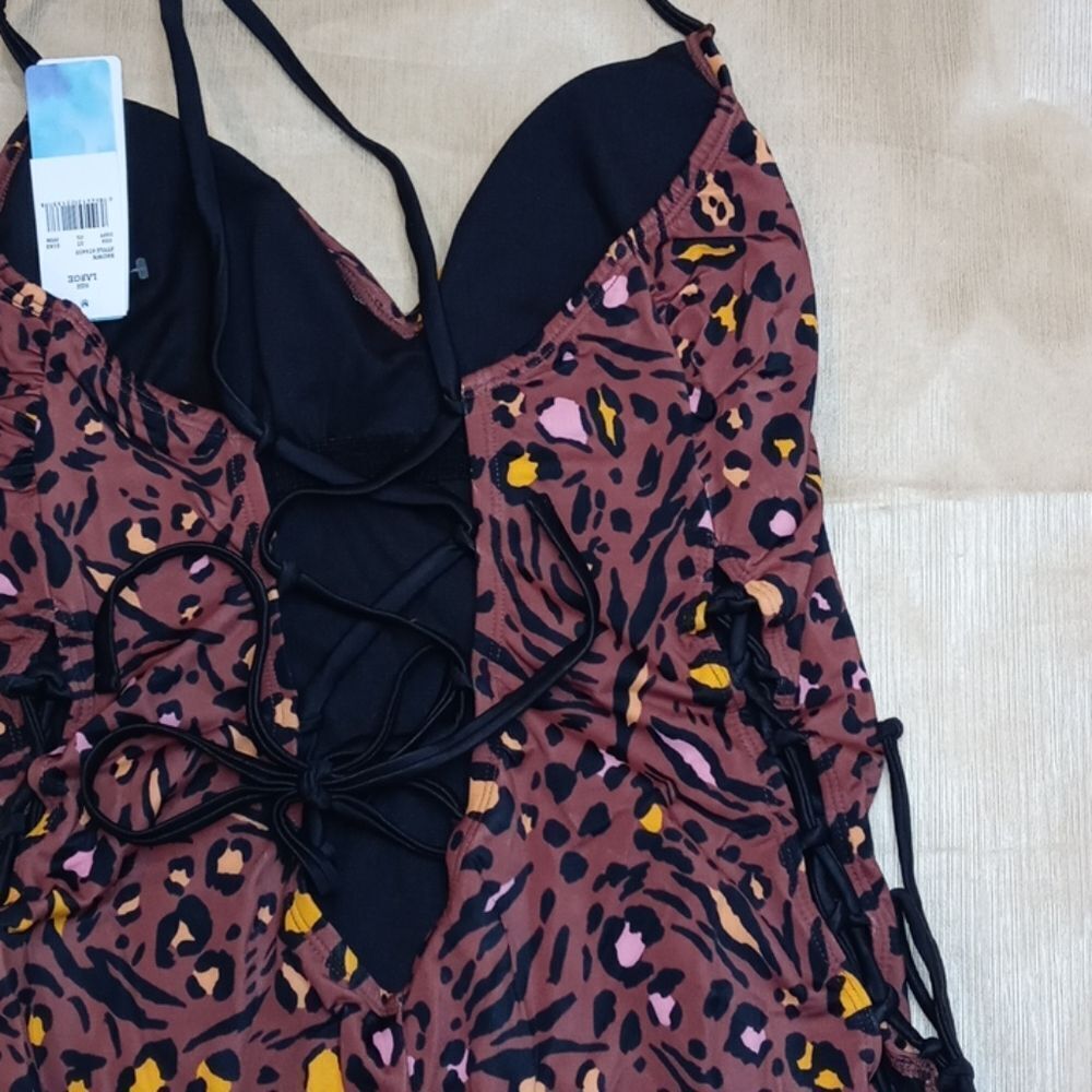NWT Slimming Control Side-Tie Lace-Up 1 Piece Swimsuit - Picture 7 of 7